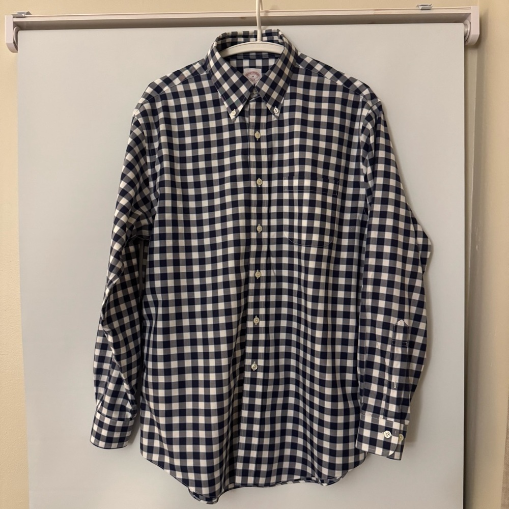 Brooks Brothers Navy and White Gingham Button-Down Shirt